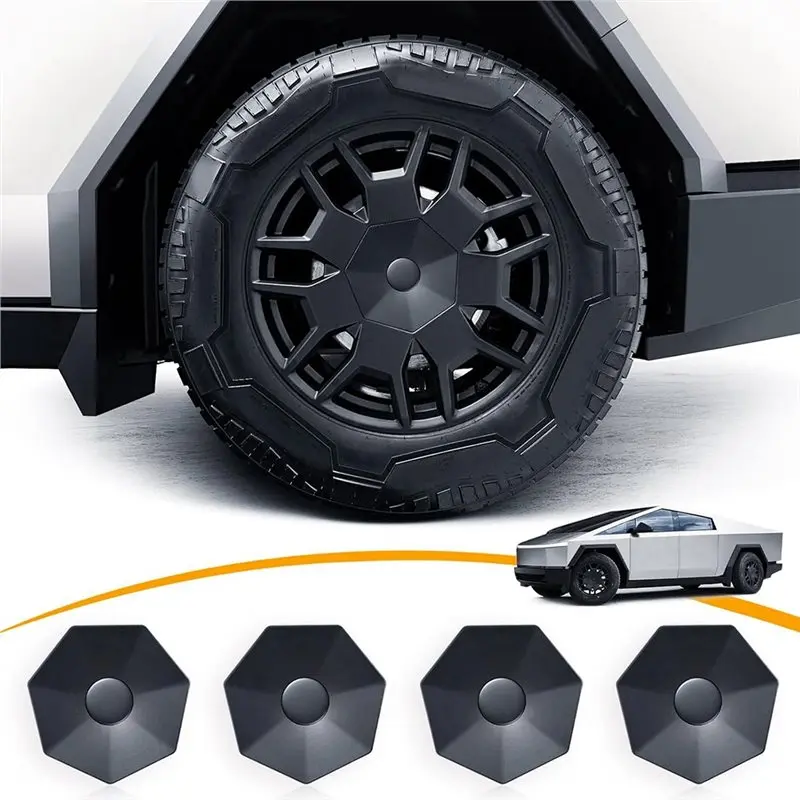 

4PCS Wheel Caps For Tesla Cybertruck 2023 2024, Removable ABS Center Hub Cover Cyber Truck Accessories, Easy To Install