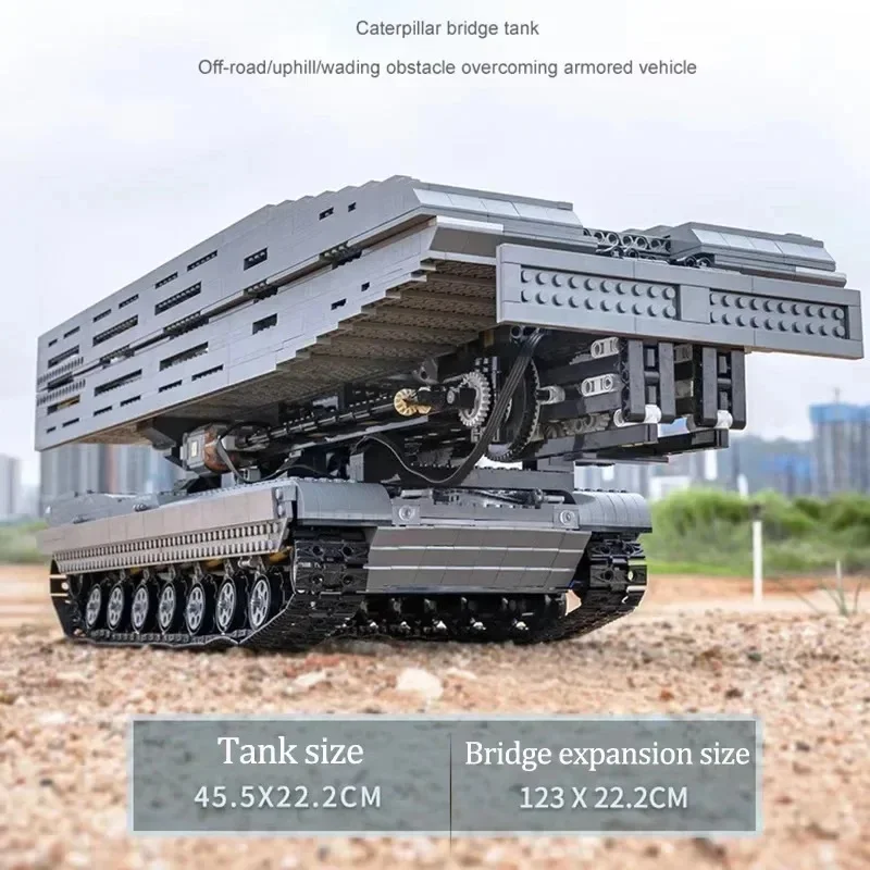 Mould King 20002 Military Tank Building Blocks – 2388 PCS RC Bridge Layer Tank Model, Compatible with Brick Toys, Gift for Adult