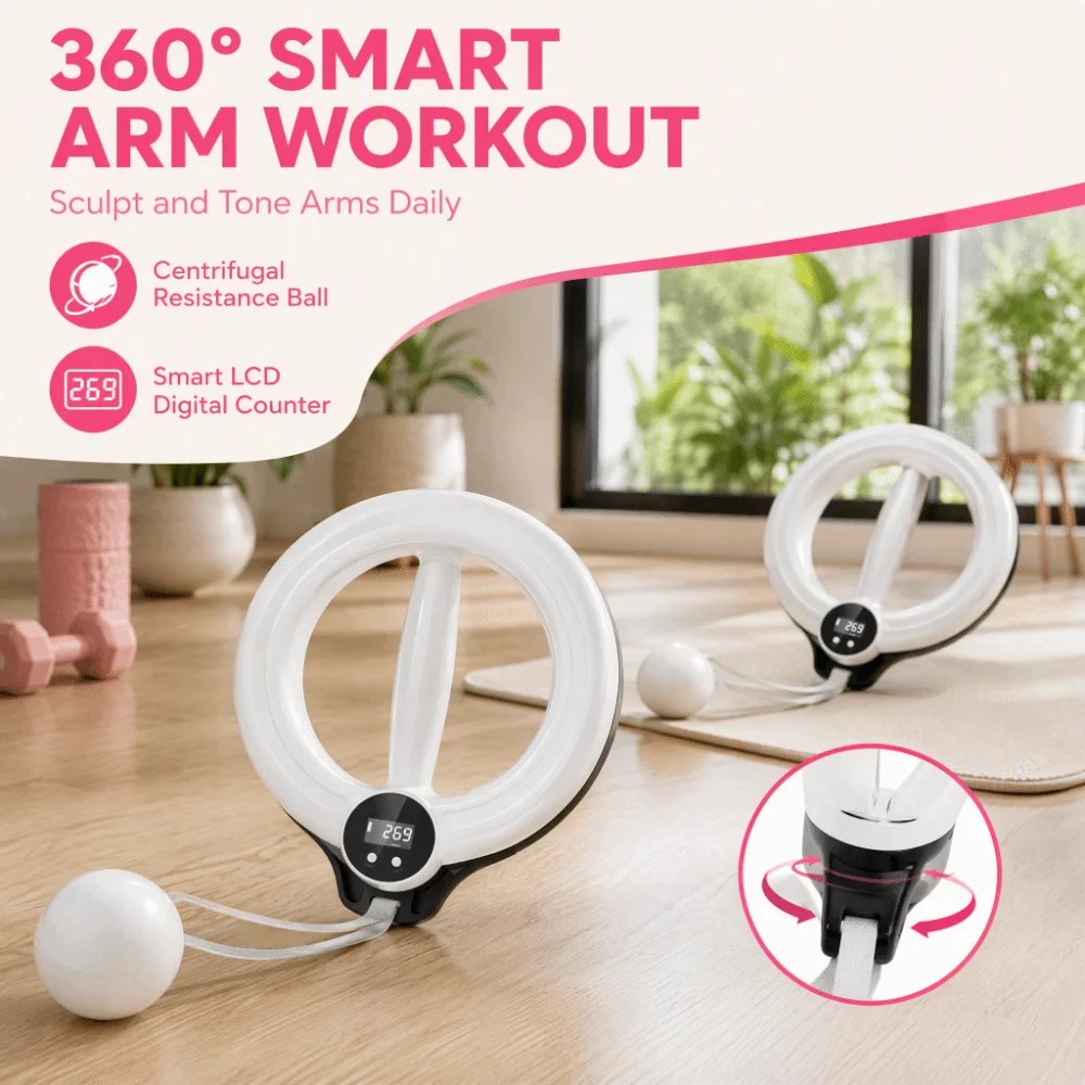360 Rotating Arm Workout Equipment Adjustable Resistance Compact Design Wrist Forearm Trainer Smart Display LED