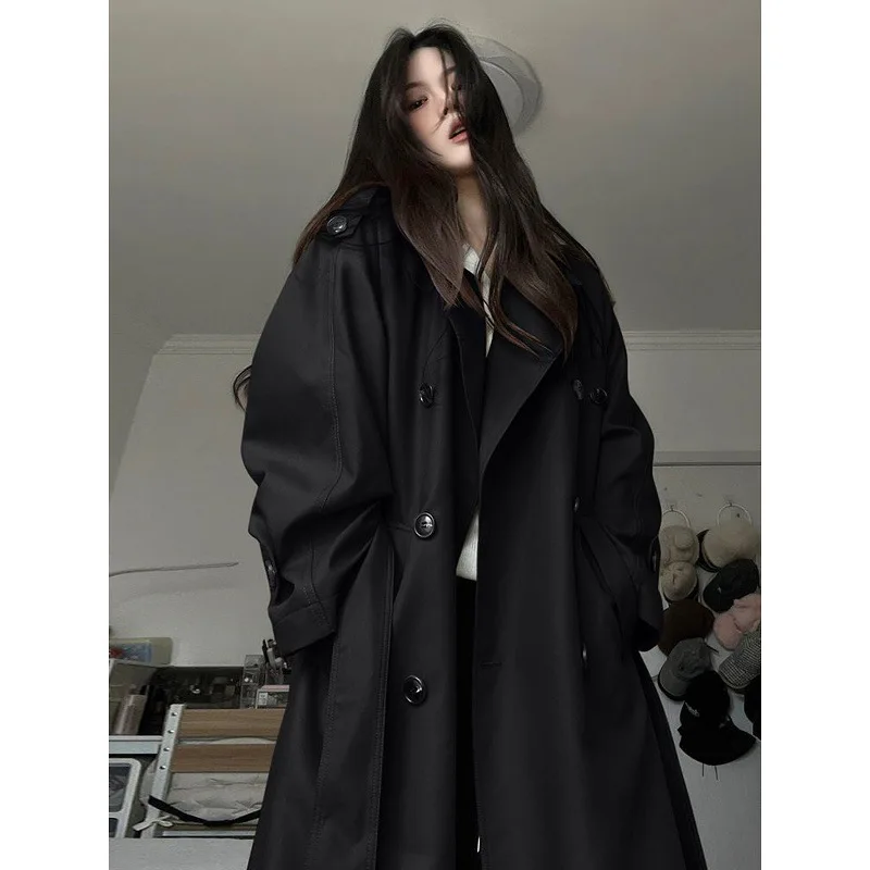 

Элегантное длинное шерстяное пальто с серым поясом, женское двубортное уличное пальто с лацканами, женское пальто 202, осень-зима, новая женская одежда