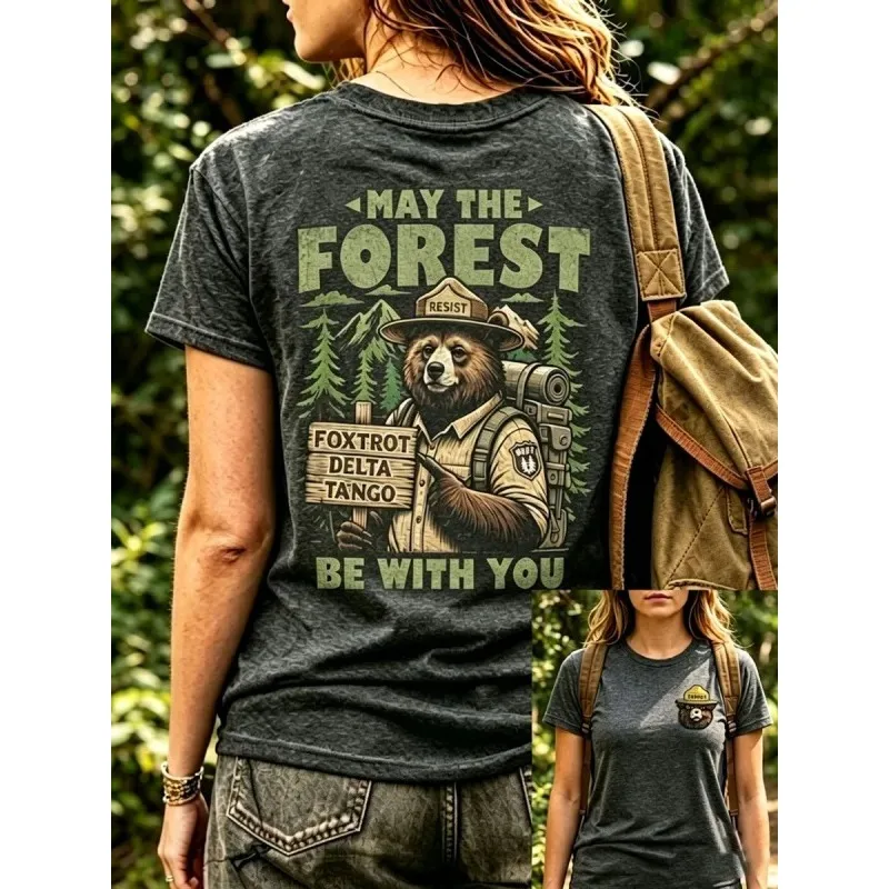 ilstile New Arrival Women's Resist Only You Can Prevent Forest Fires Print T-Shirts Short Sleeve  O Neck Summer Tops Casual Tees