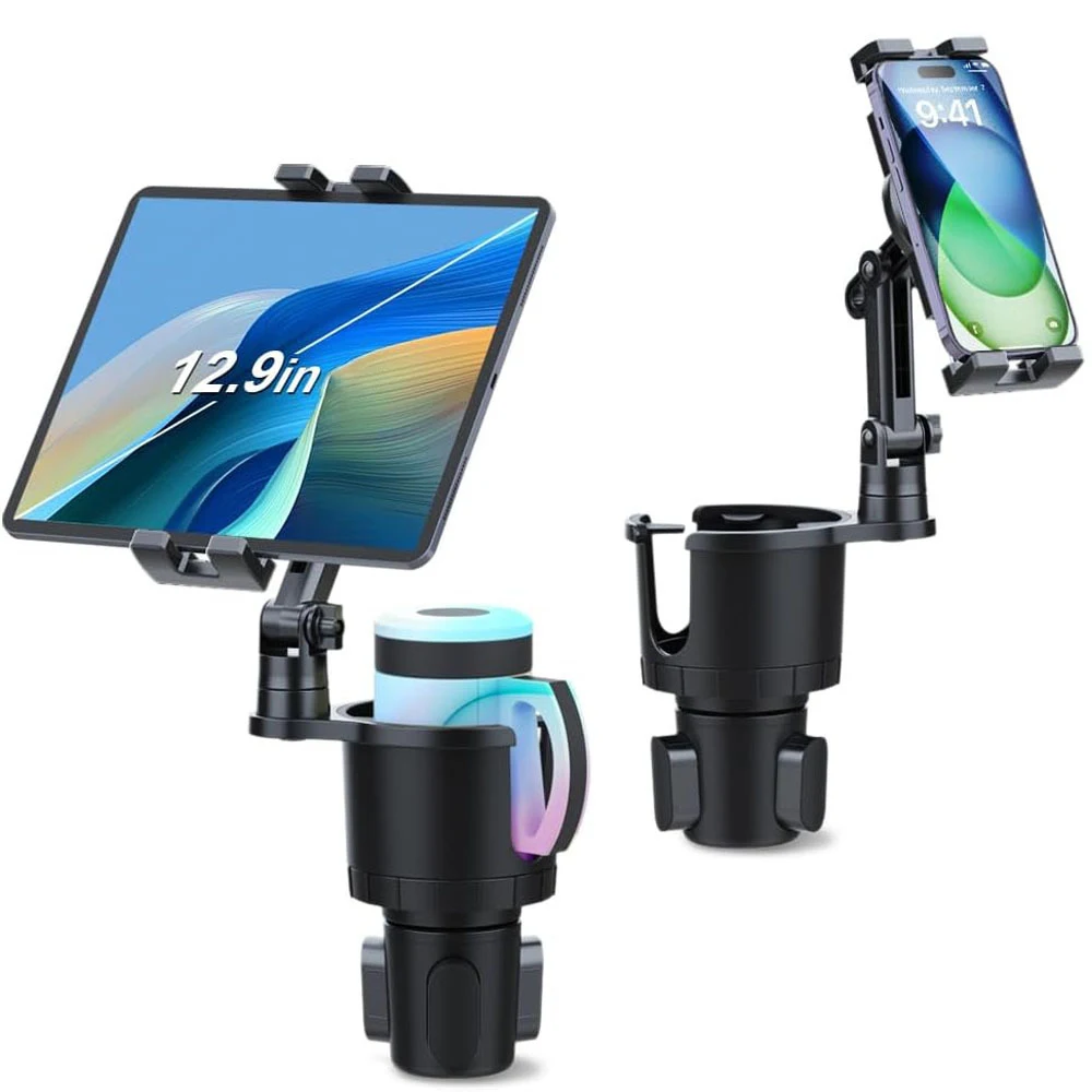 Cup Holder Phones & Tablets Mount for Car , Upgraded 2in1 Car Cup Phone Holder Expander with Adjustable Base