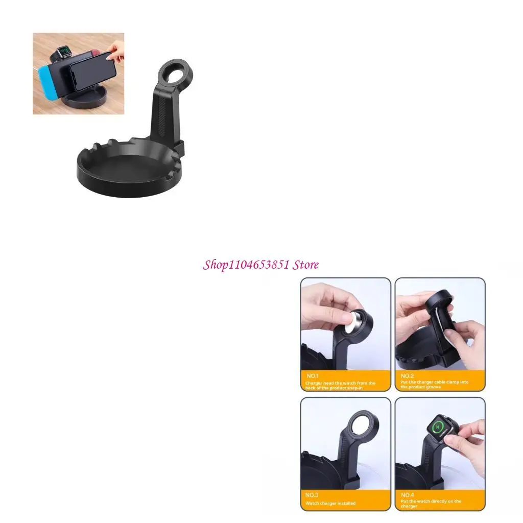 Desktop Watch Charging Station With Smooth Surfaces And Spacious Tray For Key Earphones And Decor Items