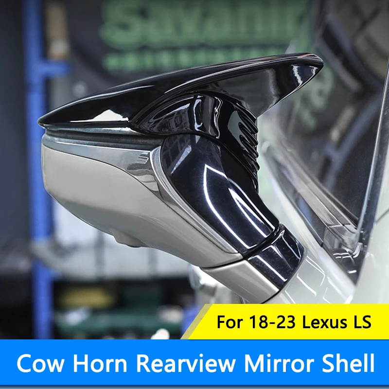 

QHCP Car Rear View Mirror Cover ABS Side Rearview Shell Ox Horn Rear View Mirror Cover Trims Fits For Lexus LS350 500h 2018-2023