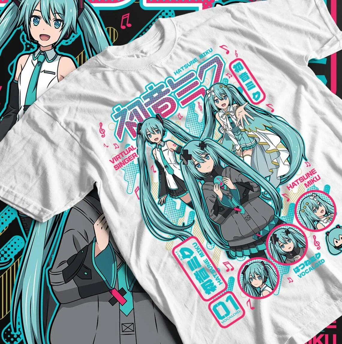 Latest Adult and Children's Hatsune Miku Multi-style Y2K 3D Print Loose T-shirt, Japanese Anime Style, Couple, Shorts Friends