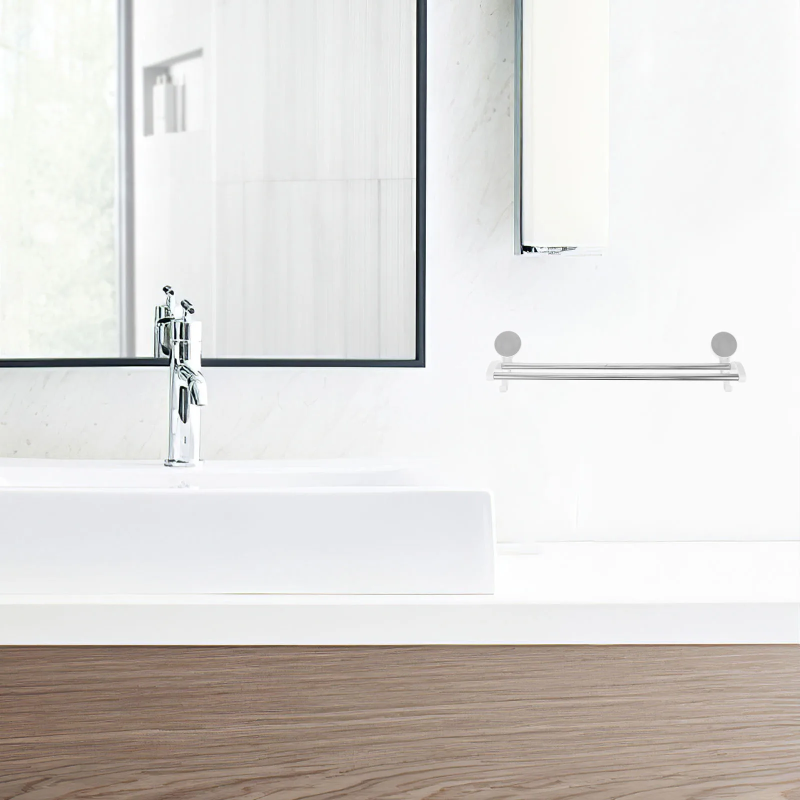 

Wall Mounted No Drill Stainless Steel Double Rod Towel Rack for Bathroom Kitchen Storage Organizer Rack for Bathroom