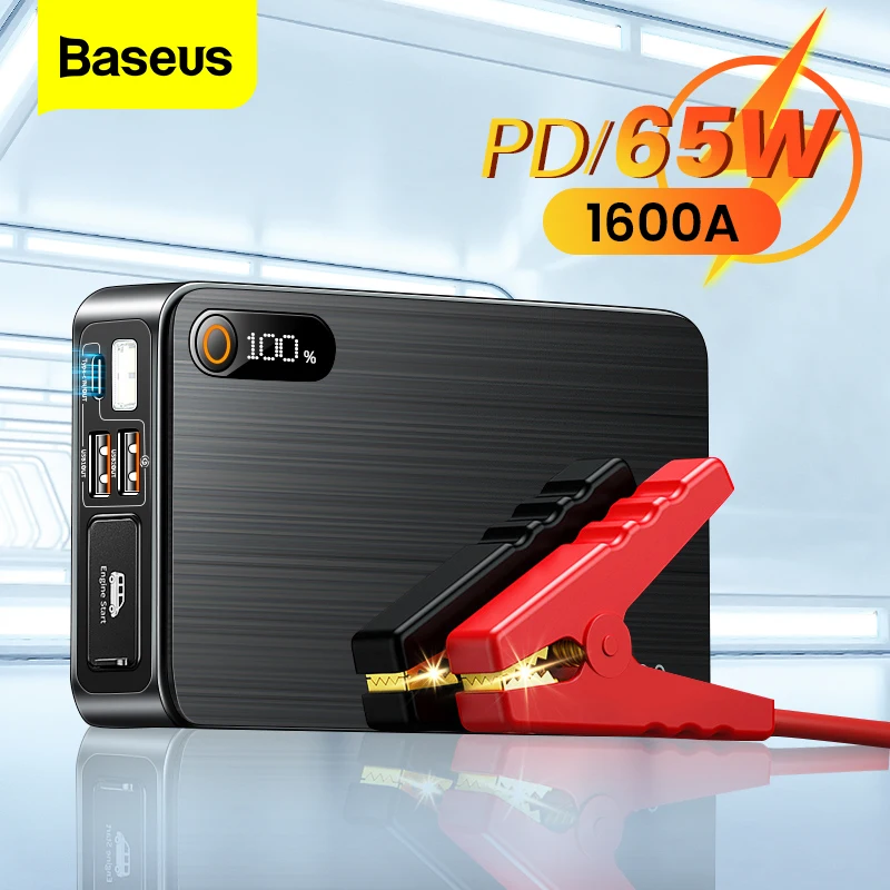 

Baseus 16000mAh Car Jump Starter Power Bank 1600A PD 65W Fast Charging Charger Emergency Battery Auto Booster Starting Device