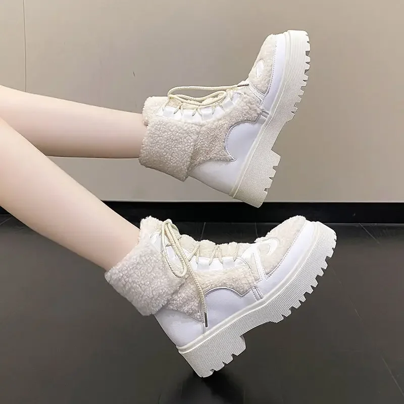 Woman Shoes Fashion Elegant With Medium Heels Snow Boots for Women Plus Warm on Offer Winter Footwear Y2k Hot Pu Gyaru New In 39