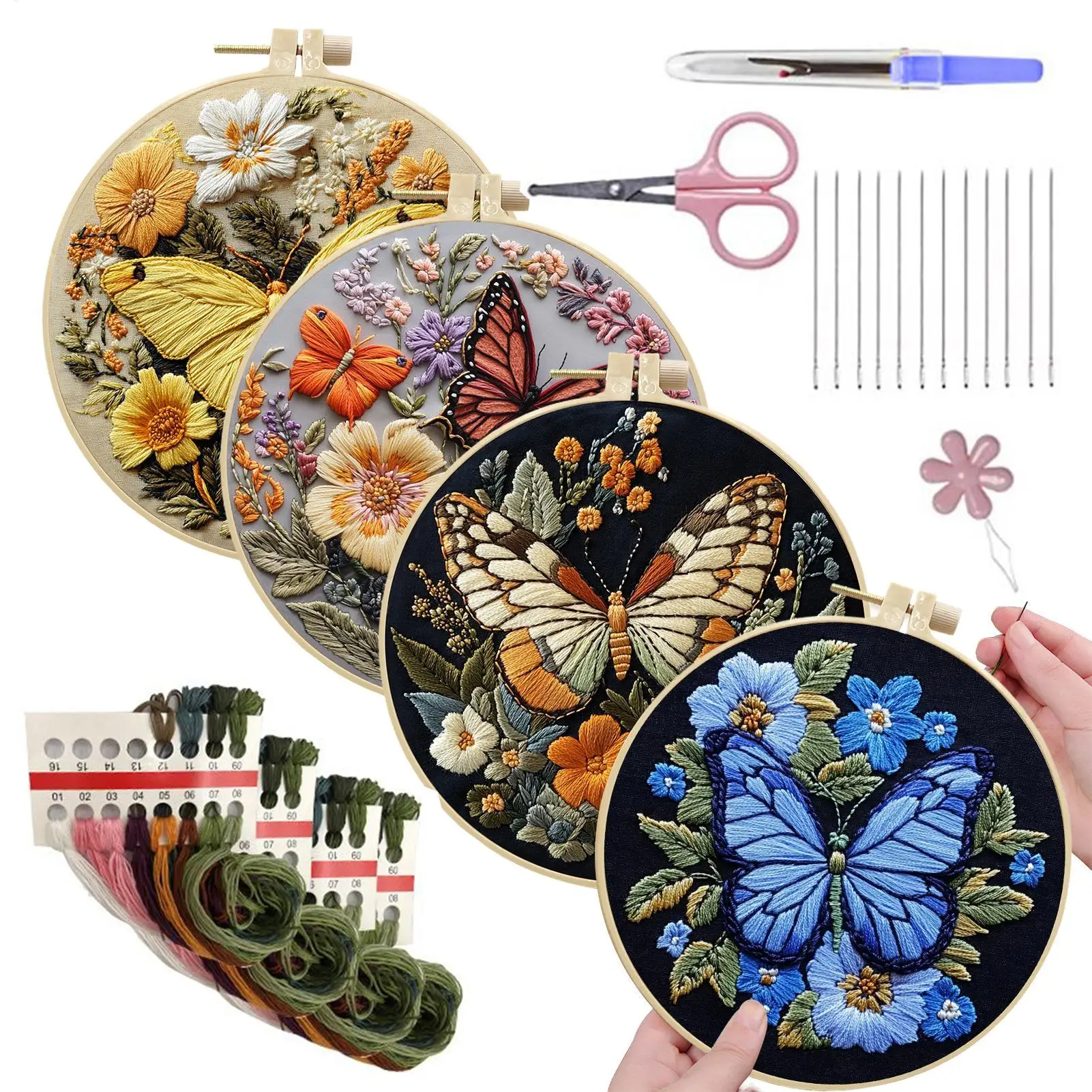 

Hand Embroidery Kit Creative Butterfly Art Craft Handy Sewing For School Project Learning Entertainment Practice Learn Men Youth