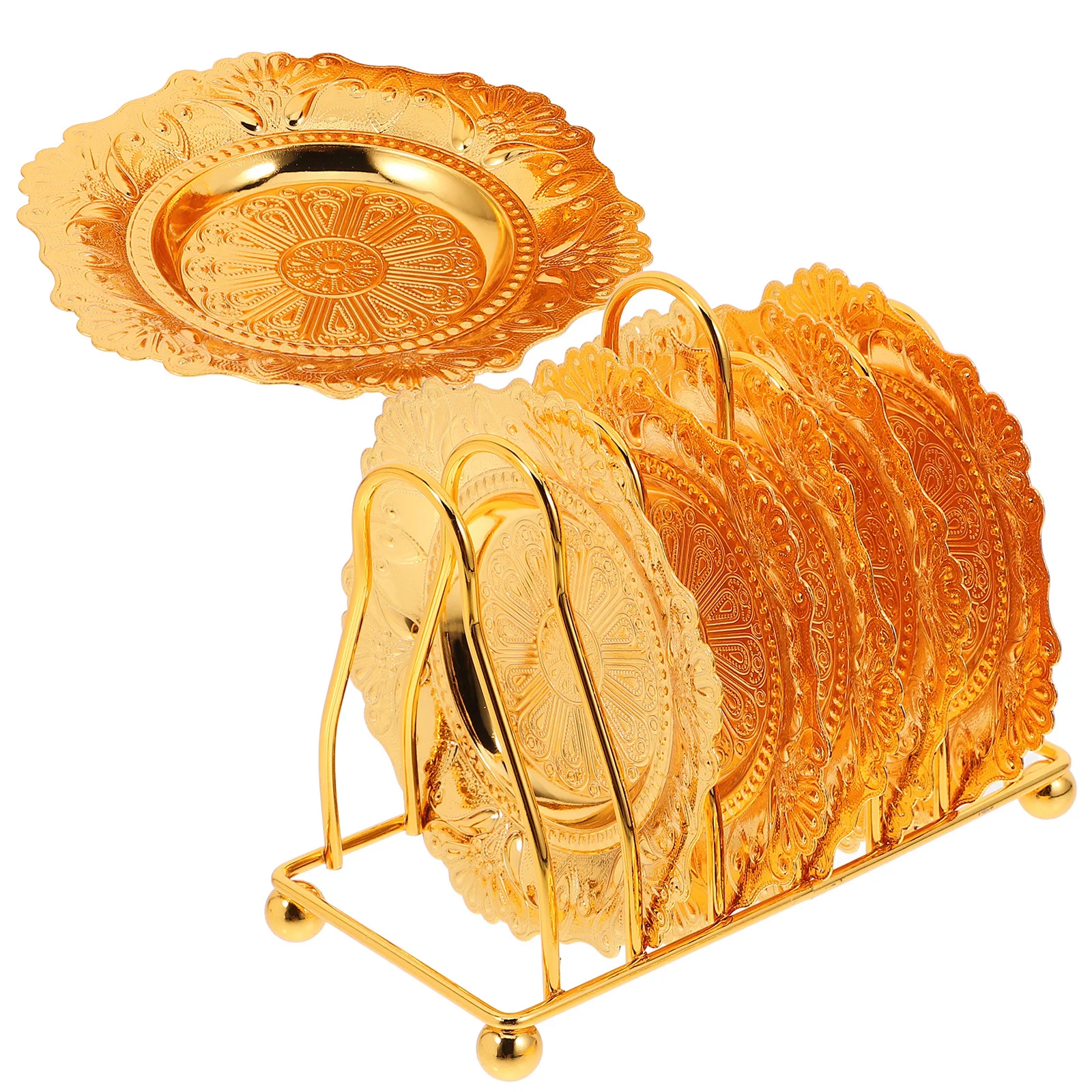 

6pcs Golden Fruit Tray European Design Multifunctional Snack Dessert Serving Plate Large Capacity For Party Gathering Tabletop