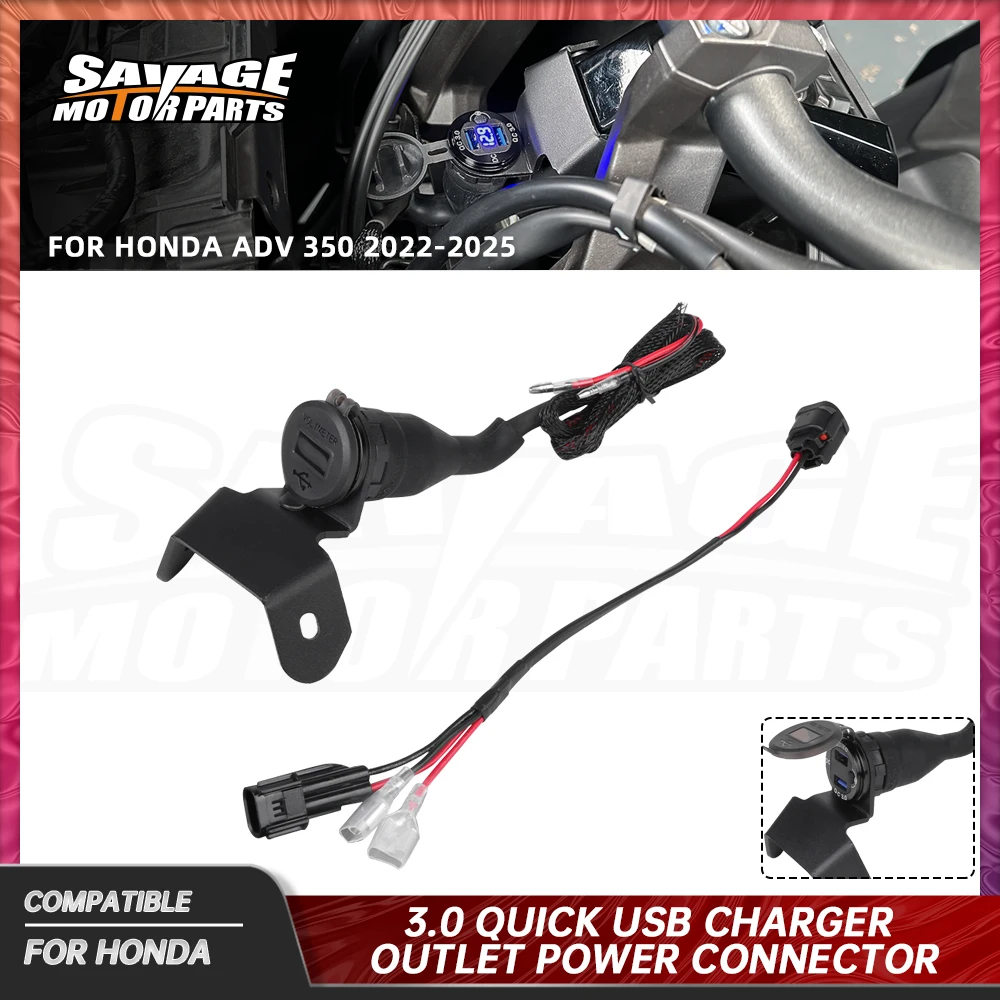 ADV350 Power Outlet Connector For Honda ADV 350 2022-2025 Motorcycle Parts 3.0 USB Quick Charge Auxiliary Power Cable Adapter