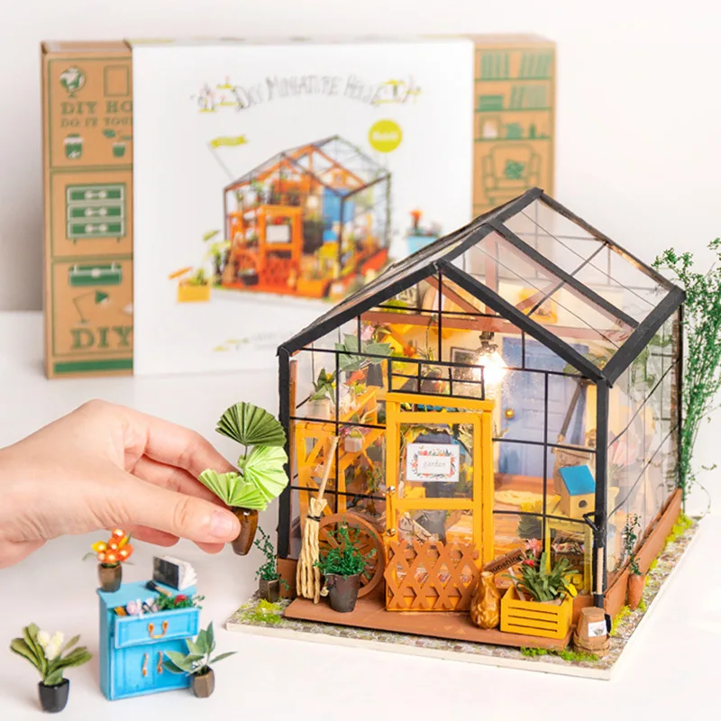 3d Stereo Jigsaw Mosaic Model Handmade Diy Transparent Cottage Birthday Gift Girl Creative Cathy Greenhouse Simulation Model Toy