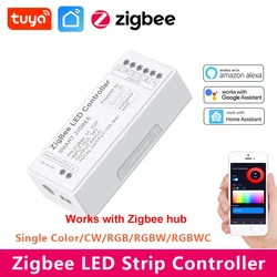 Tuya Smart Zigbee 3.0 LED Strip Controller For RGBCCT RGBW CW DW RGB LED Strip DC5V-24V Bedroom Kitchen Lighting Supports Alexa