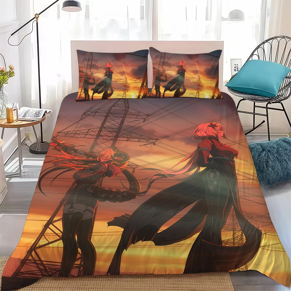 طقم غطاء لحاف من Magus Zenless Zone Zero سرير قطني ناعم الغسيل مكون من 3 قطع صيفي مريح للطلاب عنبر منزلي للأطفال