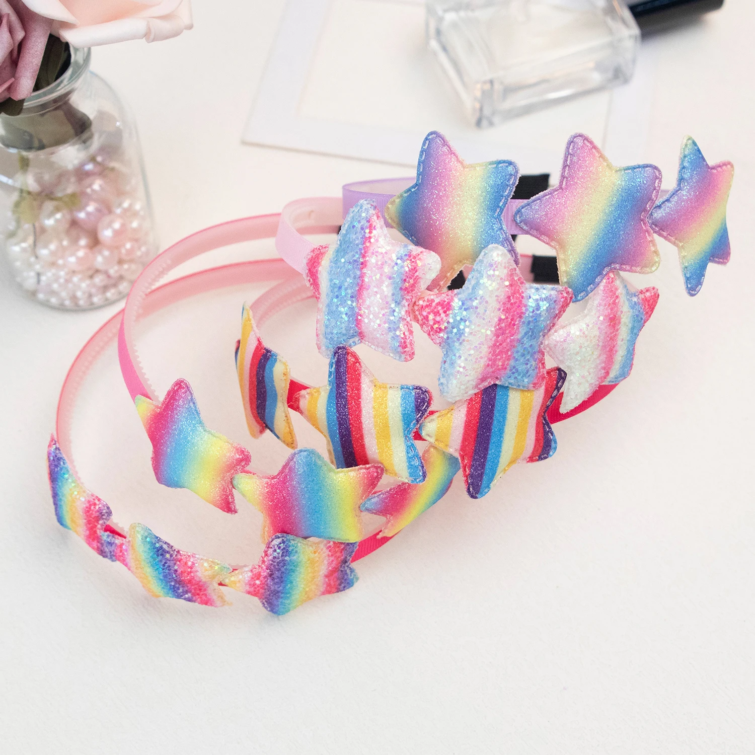 1pc Glitter Star Headbands Girls Party Hair Accessories Sparkly Star Plastic Teeth Hairbands Kids Cute Headwear