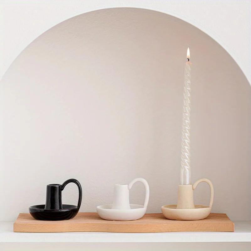 1pc Elegante Einfache Moderne Keramik Kerzenhalter Ornamente Kreative Homestay Dekorative Esstisch Candlelight-Dinner Requisiten