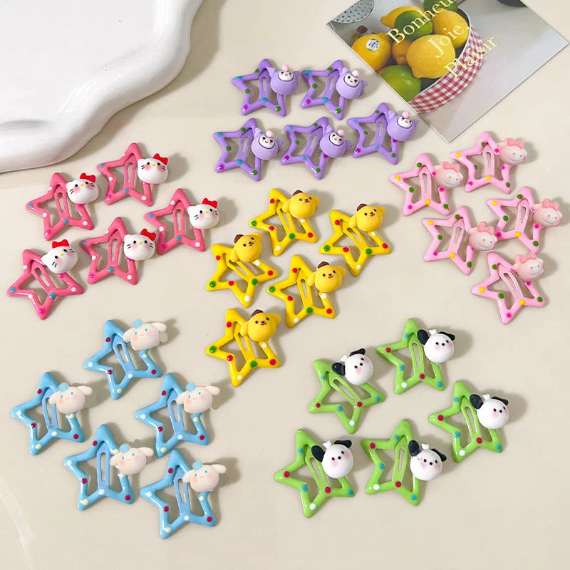 2pcs Lovely Colorful Star BB Hair Clips For Women Grils Cute Durable Star Hairpin SideClip Headwear Interesting Hair Accessories