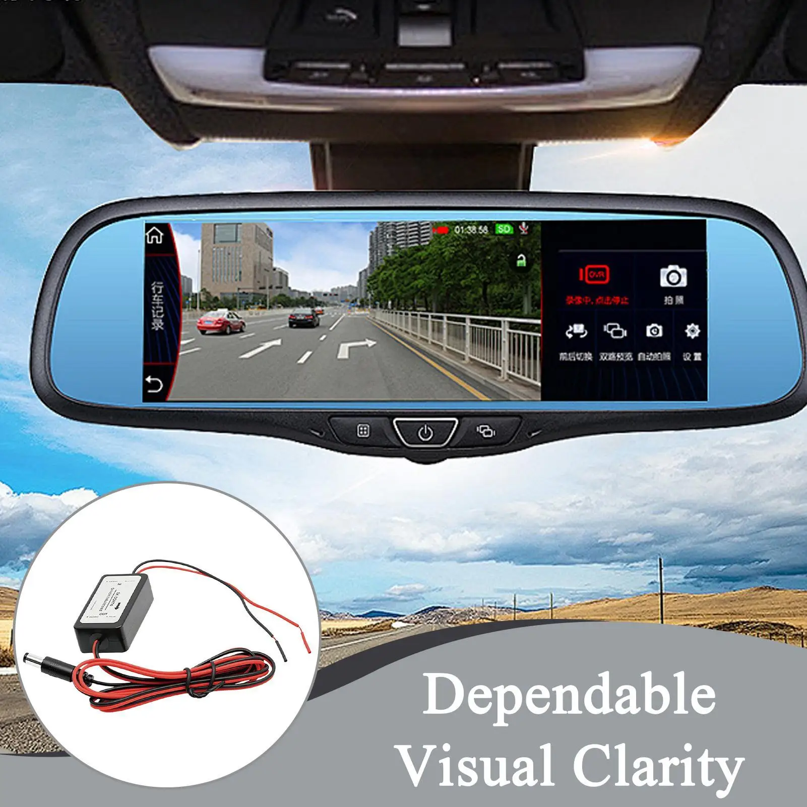 Car Rear View Rectifier, 12V DC Power Relay Capacitor Filter Connector for Backup Auto Car Camera Dust and Water Defense