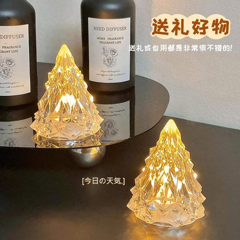 MOONBIFFY Mini Crystal Iceberg Warm Night Light Flameless Lights Indoor LED Lamp Home Table Bedroom Decoration Valentine\'s Day