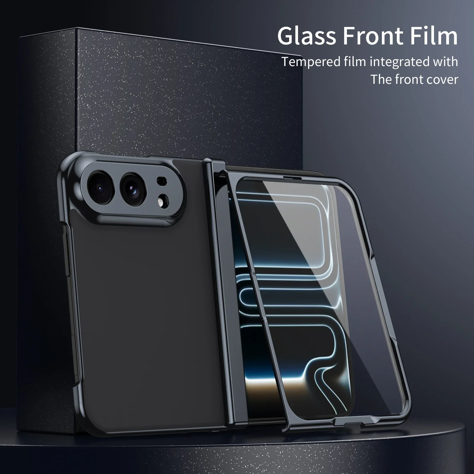 Anti-Glare Shockproof Full Cover Case for Iphone DUO Hinge Folding Fold Mobile Phone Coque with Tempered Glass Film