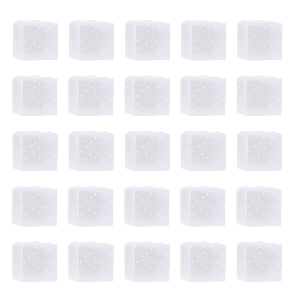 

50Pcs Plastic Treat Box Translucent Dot Candy Box 6x6x6cm for Wedding Favors Chocolate Gifts Party Goodies Small Present