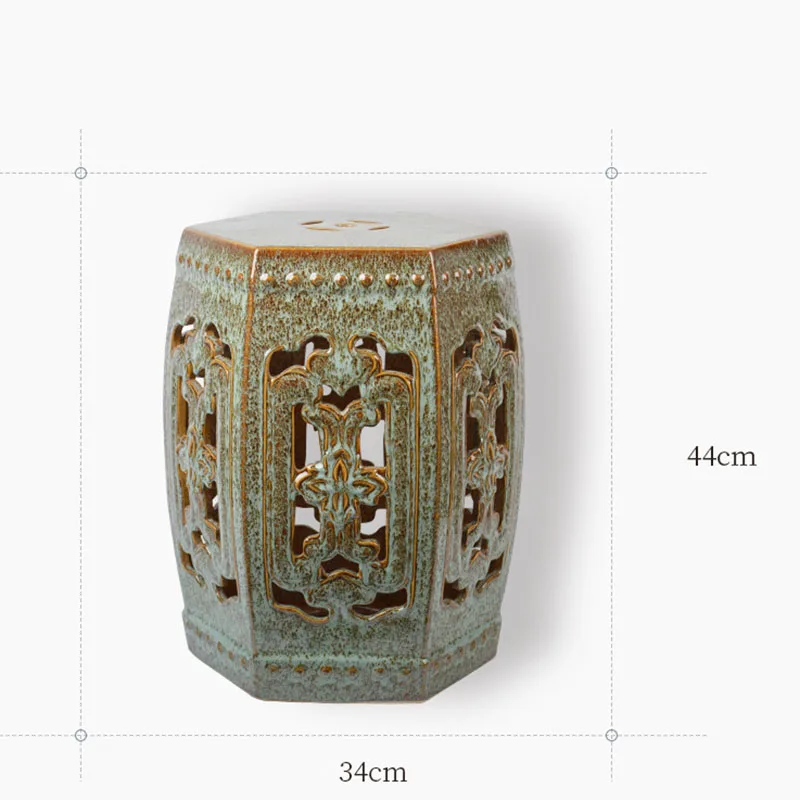 Restore Hexagon Hollow Out Drum Stools Round Pier Ceramics Gradient Ornaments Color Stool Home Crafts Living Room Decoration