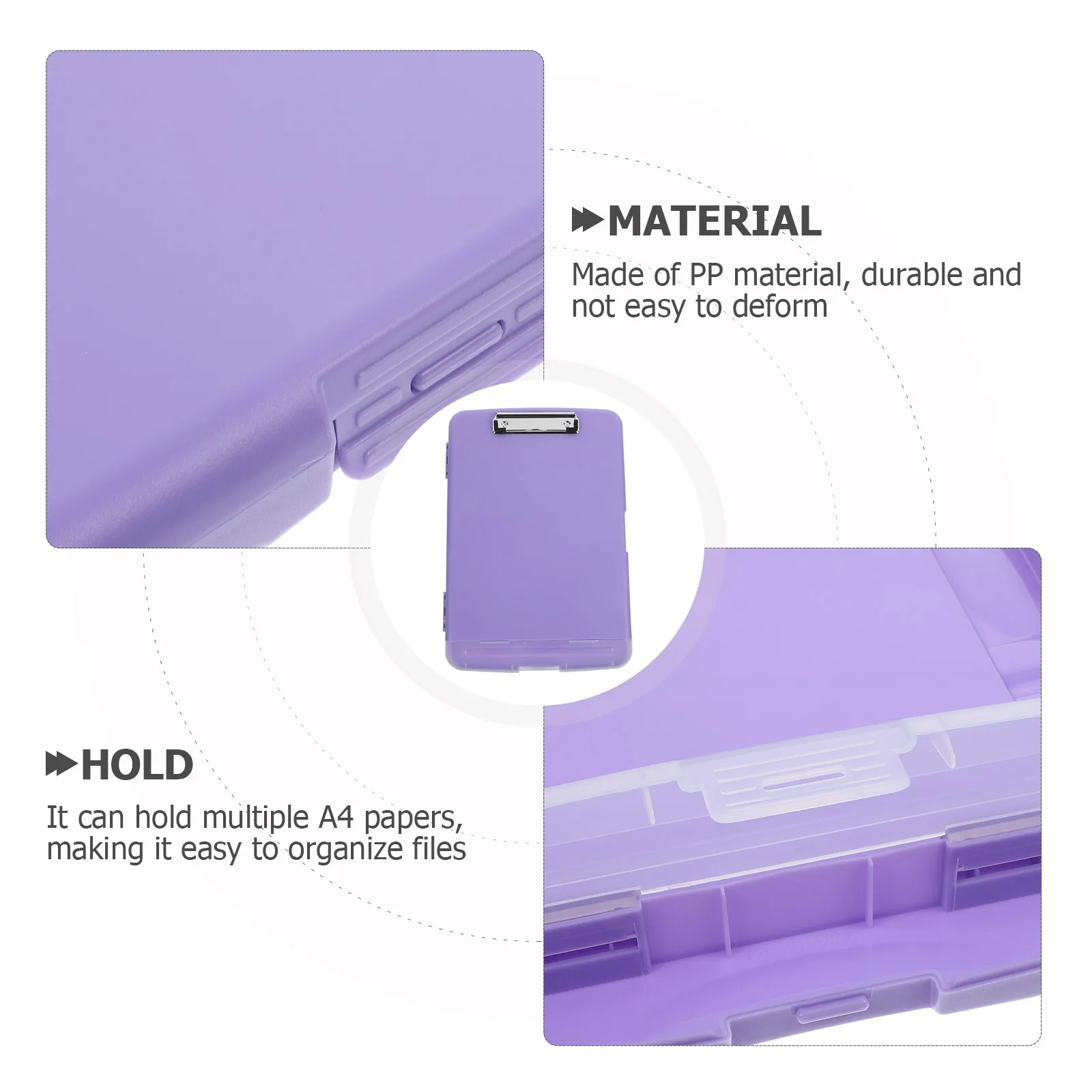 

File Storage Box A4 Document Organizer Light Purple Portable Project Case 12.8x9.5x1.6inch for Office School Travel