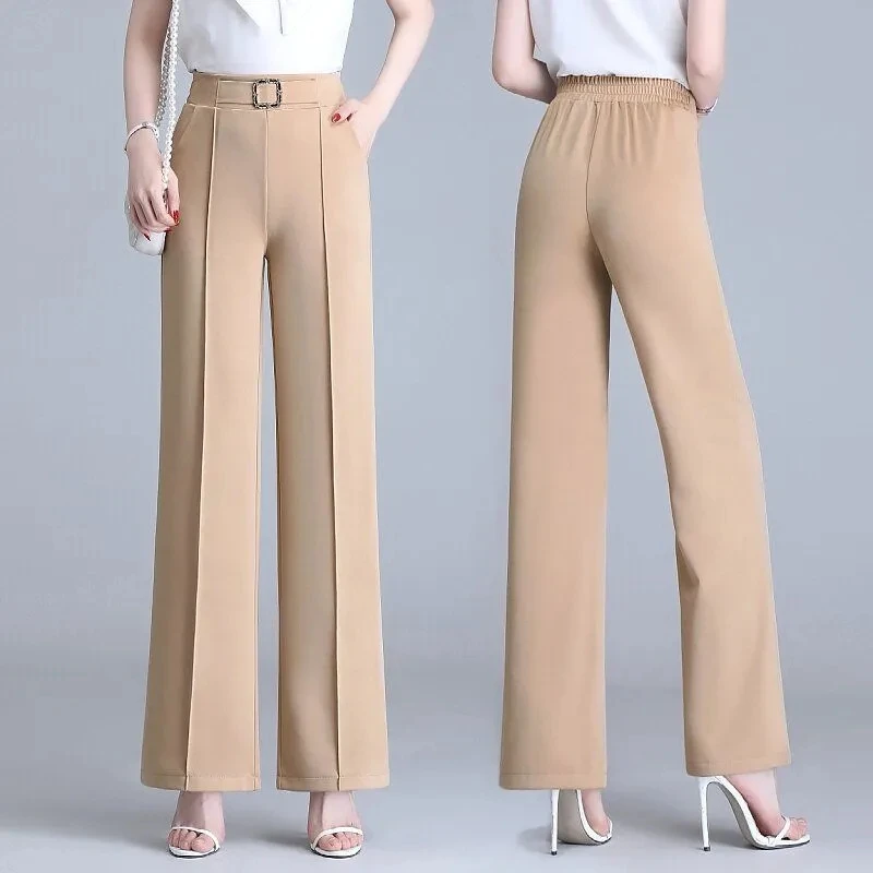 High Waist Wide Leg Pants Women Spring Autumn New Drop Feel Relaxed Straight Suit Pants Fashion Wild Casual Trousers White Black