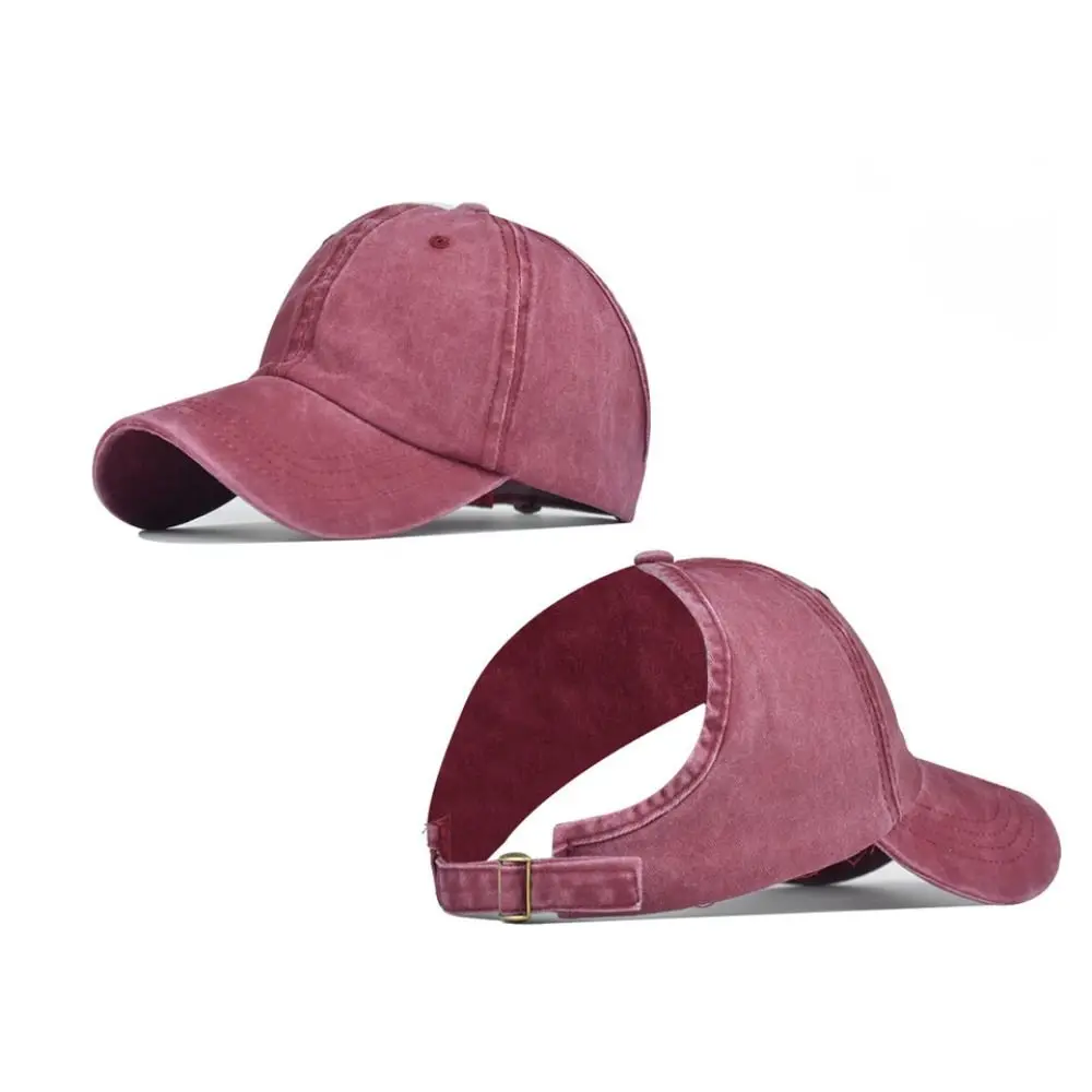 Empty Top Baseball Cap Spring Summer Breathable Big Brim Snapback Bone Hat Adjustable Ponytail Cap Female