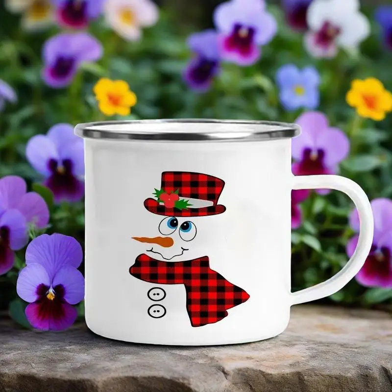 

Merry Chrismas Creative Kids Hot Chocolate Cocoa Cups Coffee Tea Mug Drinks Dessert Milk Enamel Mugs Handle Drinkware Xmas Gifts
