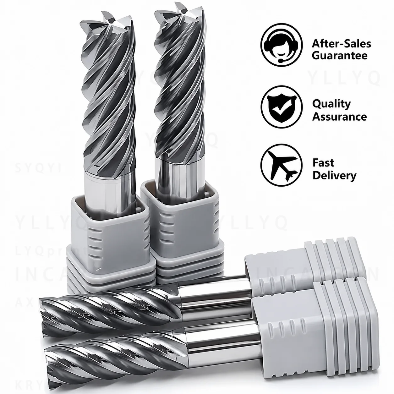 HRC68 5 Flute Solid Carbide End Mill Roughing Finishing Integrated CNC Milling Cutter for Steel High Hardness Machining