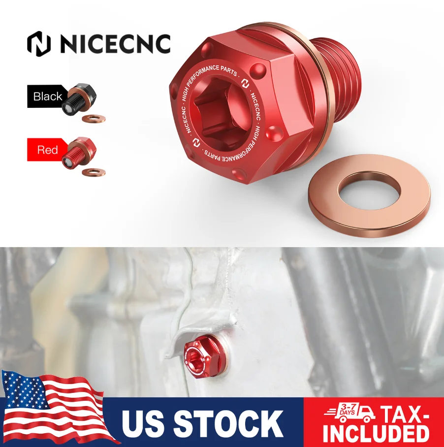 NICECNC ATV Oil Drain Plug For Honda TRX450R 2006-2009 TRX450ER 2006-2014 TRX 250X 300X 250X 92800-12000 6061-T6 Aluminum