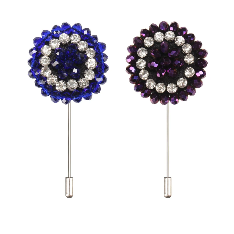 BoYuTe (5 Pieces/Lot) Handmade Beaded Lapel Pins Rhinestone Flower Boutonniere Stick Brooches Groom Suit Party Accessories
