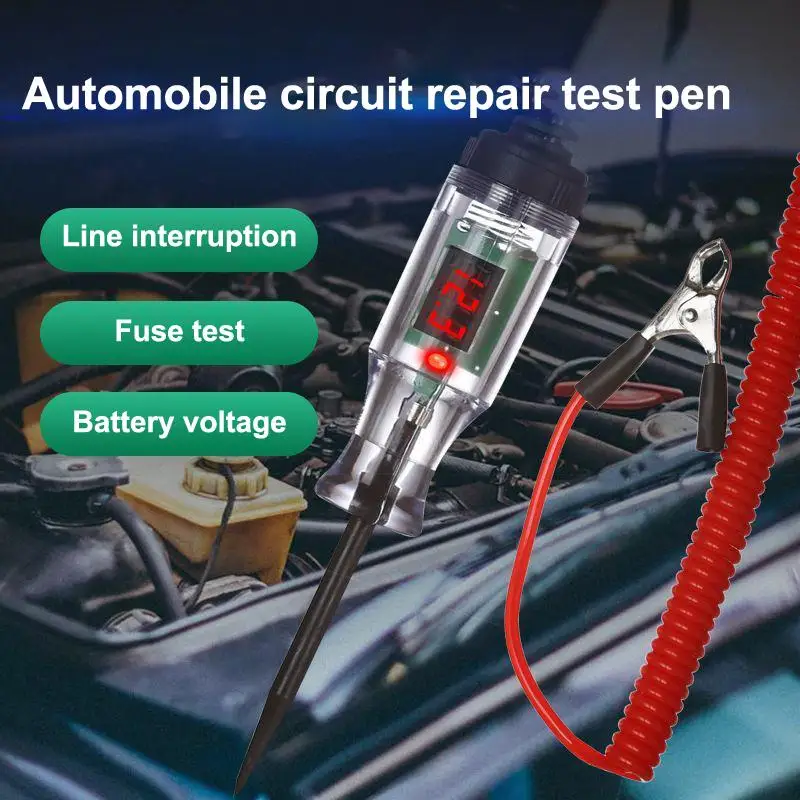 

3V-120V Car Truck Voltage Circuit Tester Digital Display Long Probe Pen Light Tester Pen