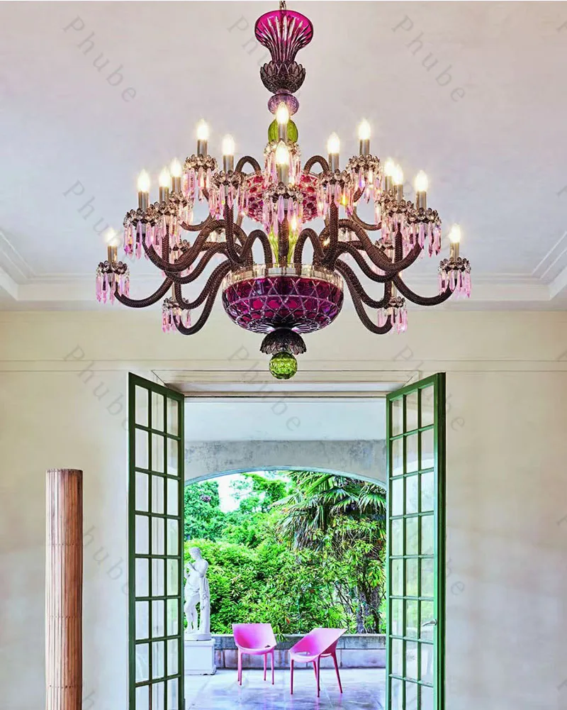 Phube Moderner Großer Luxus-Kristallprismen-Kronleuchter Französische Glas-Deckenleuchte für Esszimmer, Wohnzimmer, Foyer, Villa, Heimdekoration – Detail 1