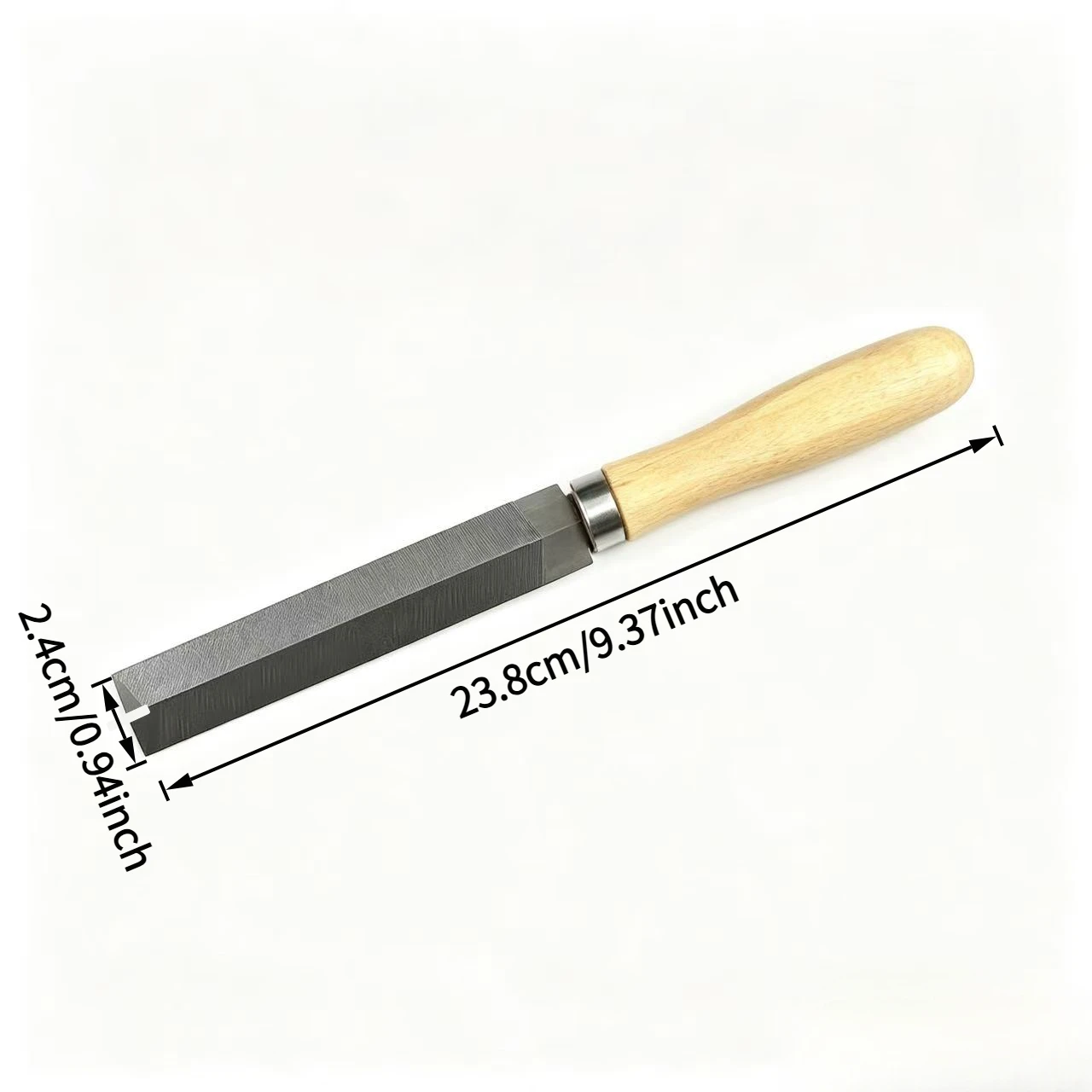 2Pcs Single Cut Steel File with Wooden Handle, for Grinding, Shaping & Deburring, Suitable for Scissors, Knives and Gardening To