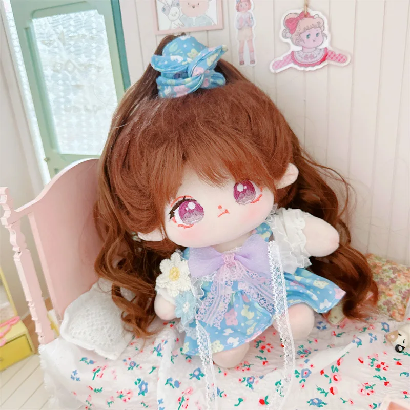 20cm Kawaii Blue Flower Dress vestiti per bambole Cute equiseto Idol Doll Outfit accessori in generale per Star peluche regali per ragazze