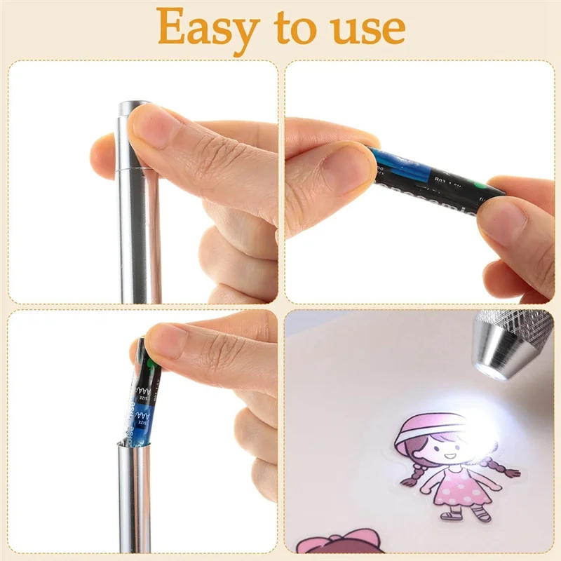 

6 Pcs LED Weeding Tools Set For Vinyl, 3 Led Pen With 5 Pin And Hook, With Light Weeding Hook Tweezers, Easy To Use (Silver)-B61