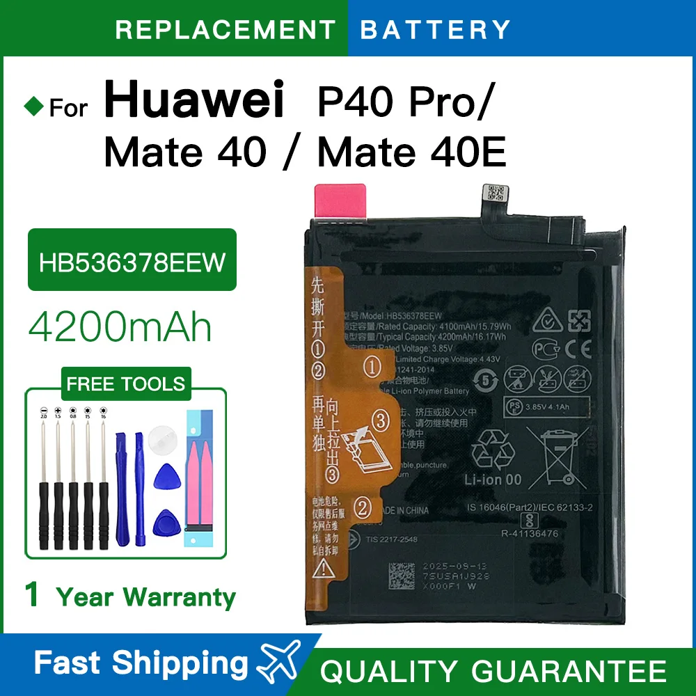 Brand new HB536378EEW Battery For Huawei P40 Pro/Mate 40/Mate 40E Mobile Phone Batteries batteria Battery +Free Tools