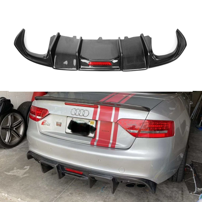 

Carbon Fiber Rear Diffuser Lip for Audi A5 B8 S5 2 Door Coupe convertible 2009-2011 S Line Sport Bumper Lip Cover with LED Light