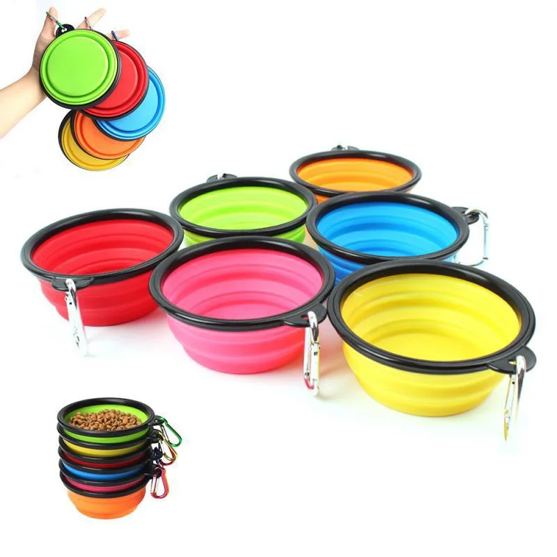 Ciotola per mangiatoia per cani In Silicone portatile pieghevole 2 In 1 Dispenser per animali domestici da viaggio all\'aperto cane gatto con