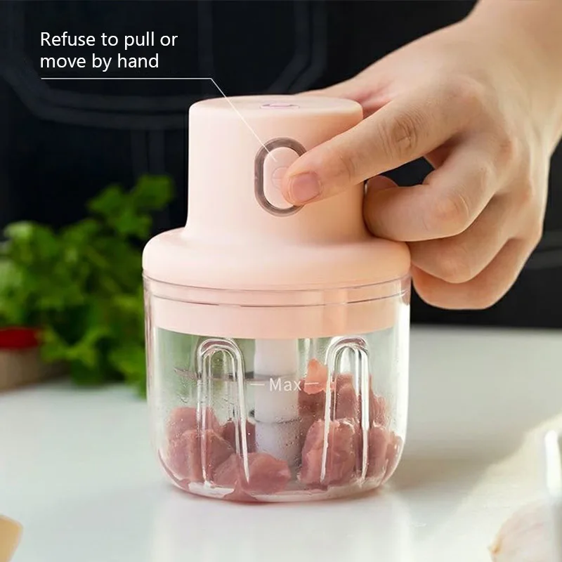 Meat Grinder Electric Garlic Crusher Food Chopper Mini Garlic Masher Vegetable Chopper Machine USB Wireless Kitchen Blender Tool