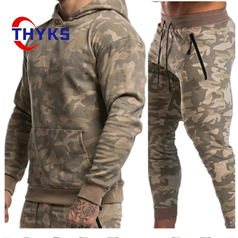 Men's Camouflage Hiking Set Hooded Elastic Waist Exercise Training Fitness Outdoor Running Two-piece Suit Softshell Naturehike