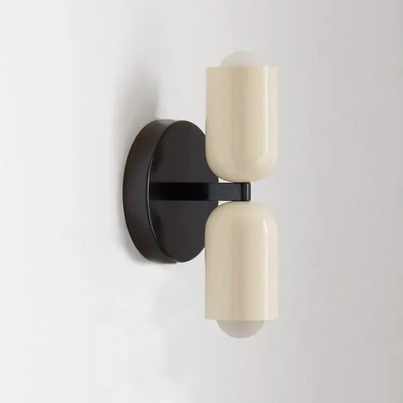 Wall lamp cream wind, medieval creative corridor double head Nordic color simple modern bedroom bedside lamp
