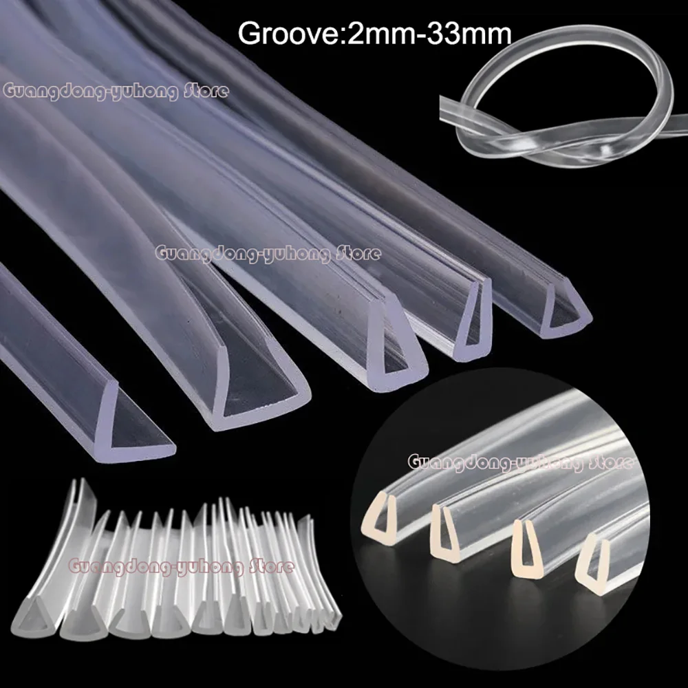 1/2/3Meter 16 size U-channel Rubber Edging Sealing Strip Bathroom Shower Door Glass Sealing Tape Edge Guard hemming Weatherstrip