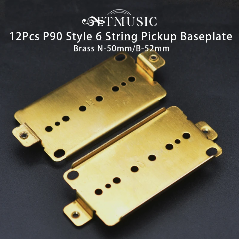 12Pcs P90 Style 6 String Pickup Baseplate Brass N-50/B-52 Middle Line Electric Guitar Pickup Baseplate Pickup Parts