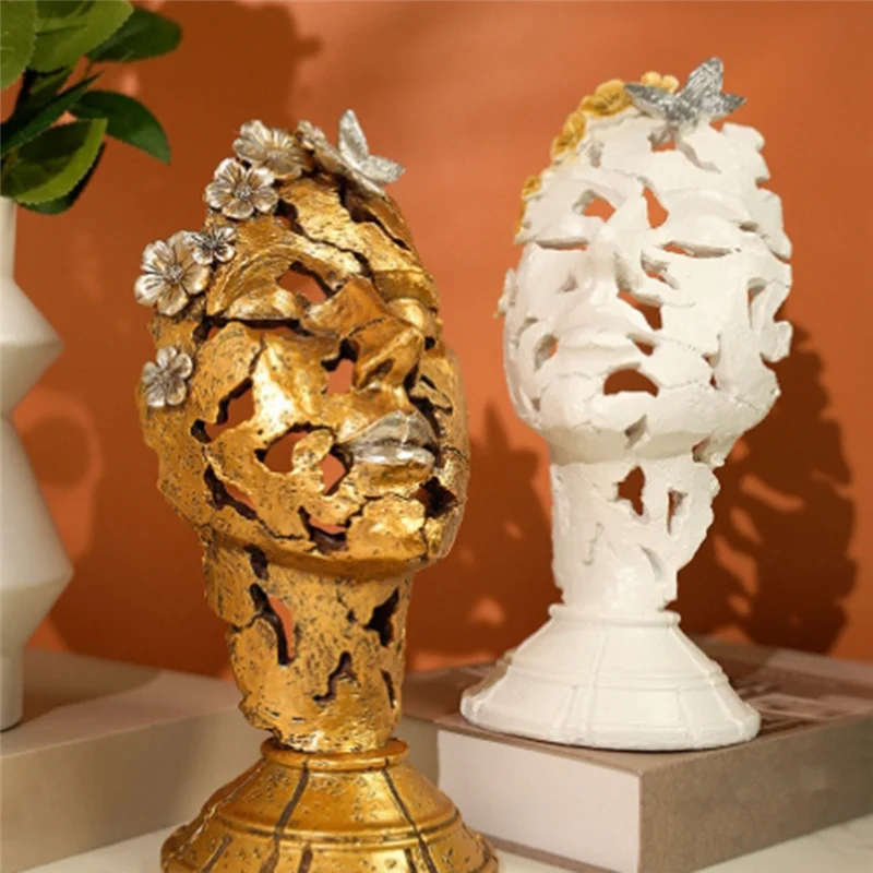 AB68 ヨーロッパのレトロな抽象人間の顔中空マスク装飾品ホームポーチリビングルームの装飾樹脂工芸品