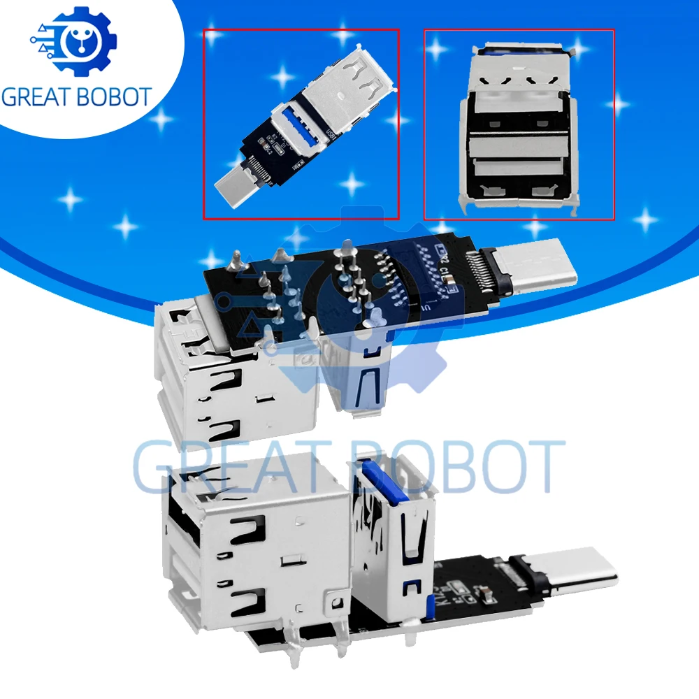 3-Port Type-C to USB-A Hub Adapter, High Speed USB Port Expansion & Interface Converter