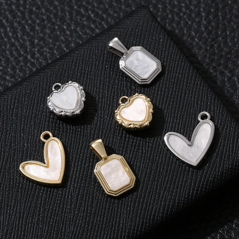 iYOE 5pcs Elegant Golden Silvery 2Style Heart Shaper Mirror Alloy Loose Pendant For Jewelry Making Earring Necklace Accessories