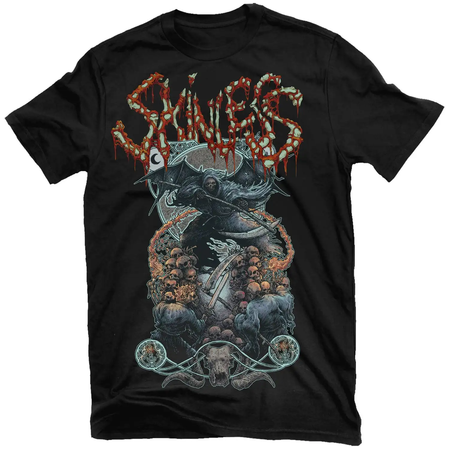 Skinless  Meat Grinder Rock Band Graphic Tee 100% Cotton Round Neck Casual Unisex T-shirt Summer Top